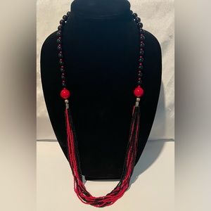 Red and Black Beaded Necklace.